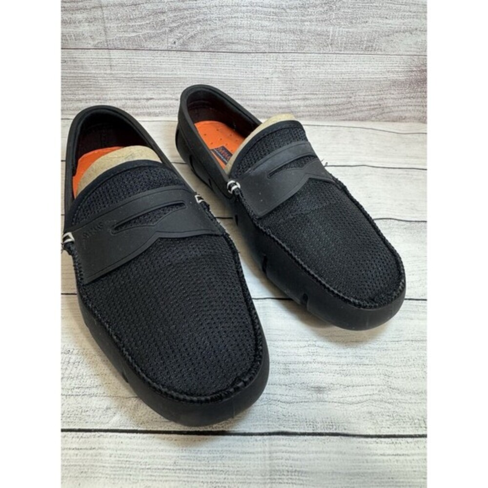 SWIMS Penny Loafer Mens 10 BLACK Slip On Casual Boat Shoes